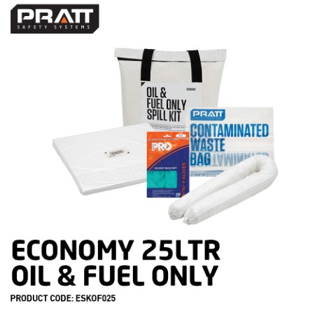 PRATT SPILL KIT ECONOMY 25LTR OIL & FUEL ONLY WHITE BAG